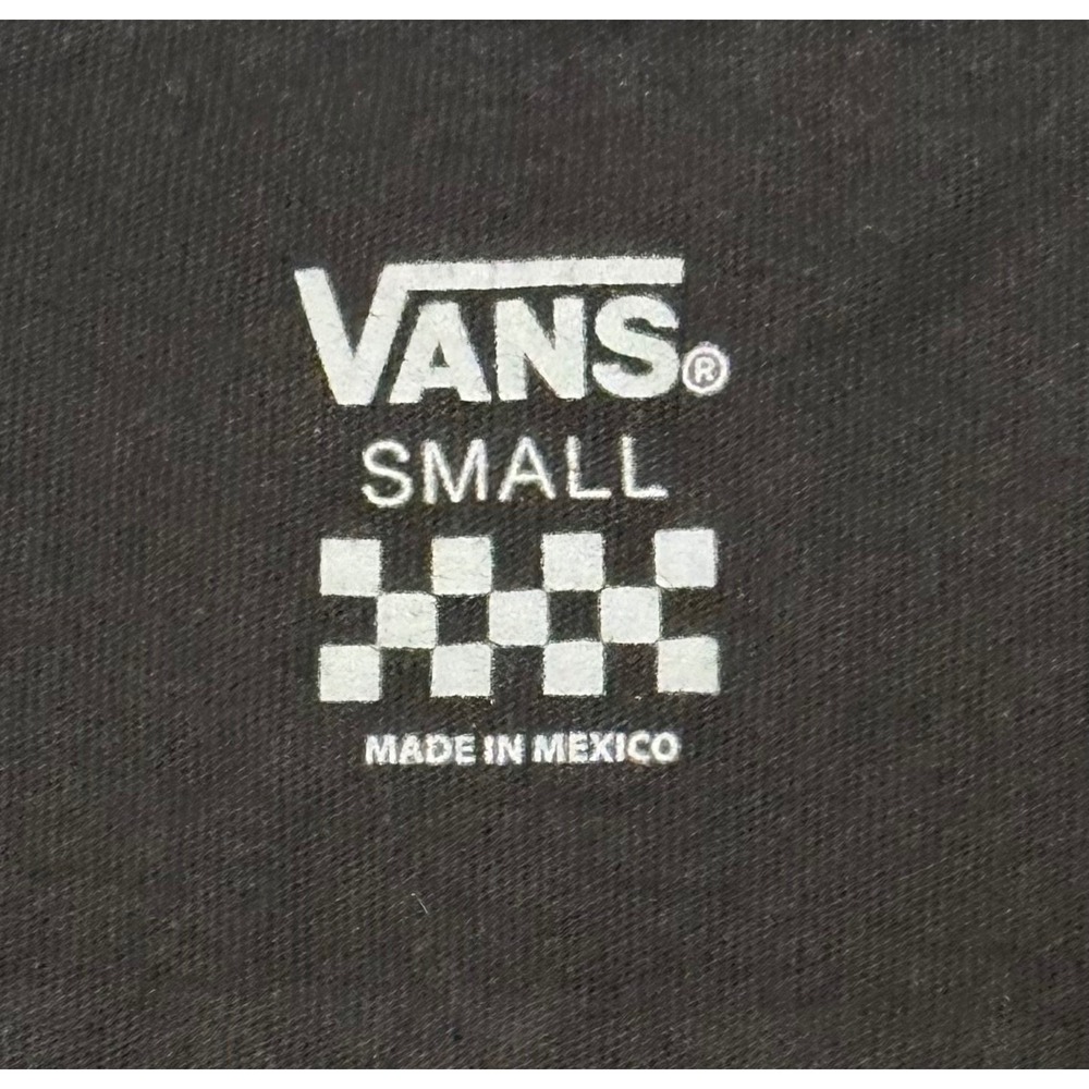 Vans Mens Small Black Long Sleeve Graphic T-Shirt Daisy Checkerboard VN0A4QABBLK - Picture 2 of 9